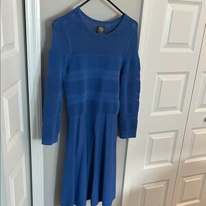 Vince Camuto Perforated Blue Knit Top